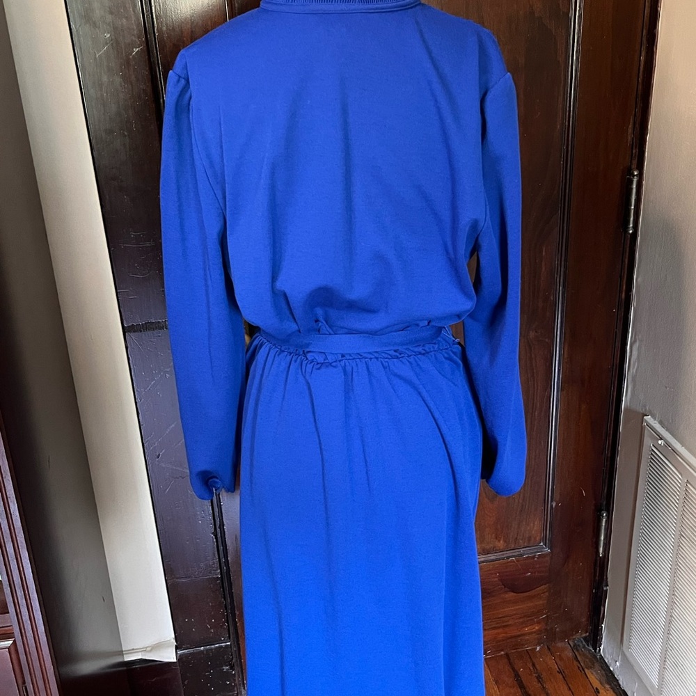 Vintage IFI Ruffle Collar Bow Belted Secretary Dress - Picture 3 of 13